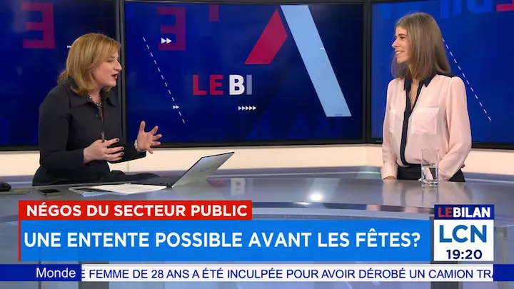 14 décembre 2023 - LCN : Vers la fin des négociations? Annie compare le secteur privé avec les conditions offertes au public (enseignants).