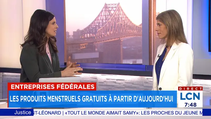 15 décembre 2023 - LCN : Annie donne des détails sur l'entrée en vigueur de la loi sur les produits menstruels.