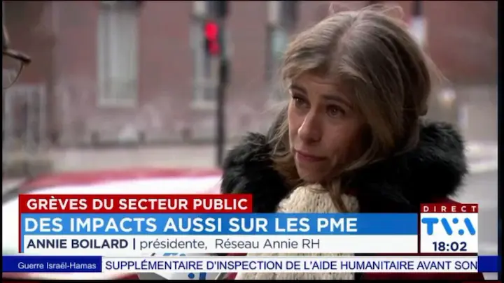 12 décembre 2023 - TVA Nouvelles : Annie parle de l'impacte de la grève sur les PMEs.